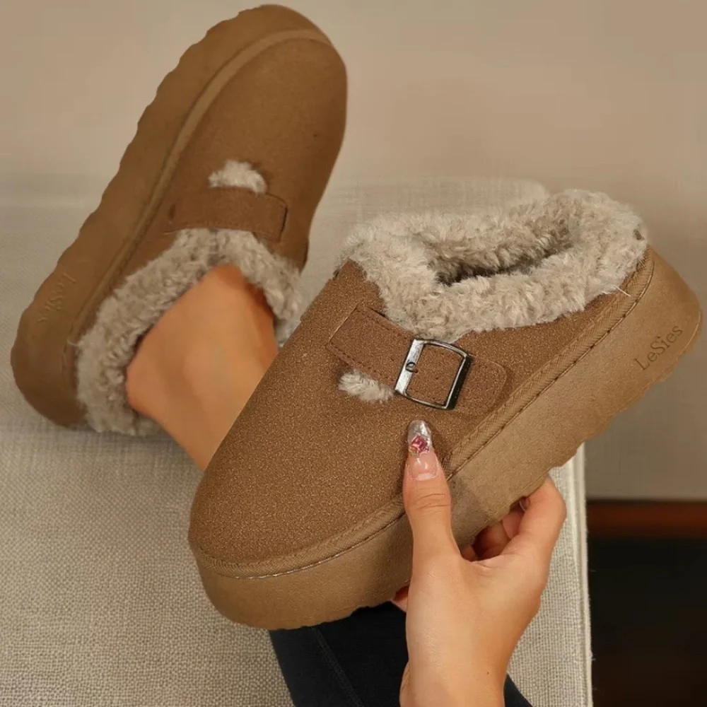 Cozy Tan Fur-Lined Slip-On Ankle Boots Size 8